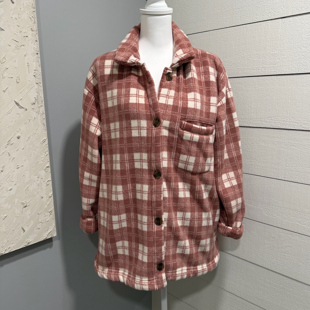 Cuddl Duds Pink Plaid Teddy Jacket